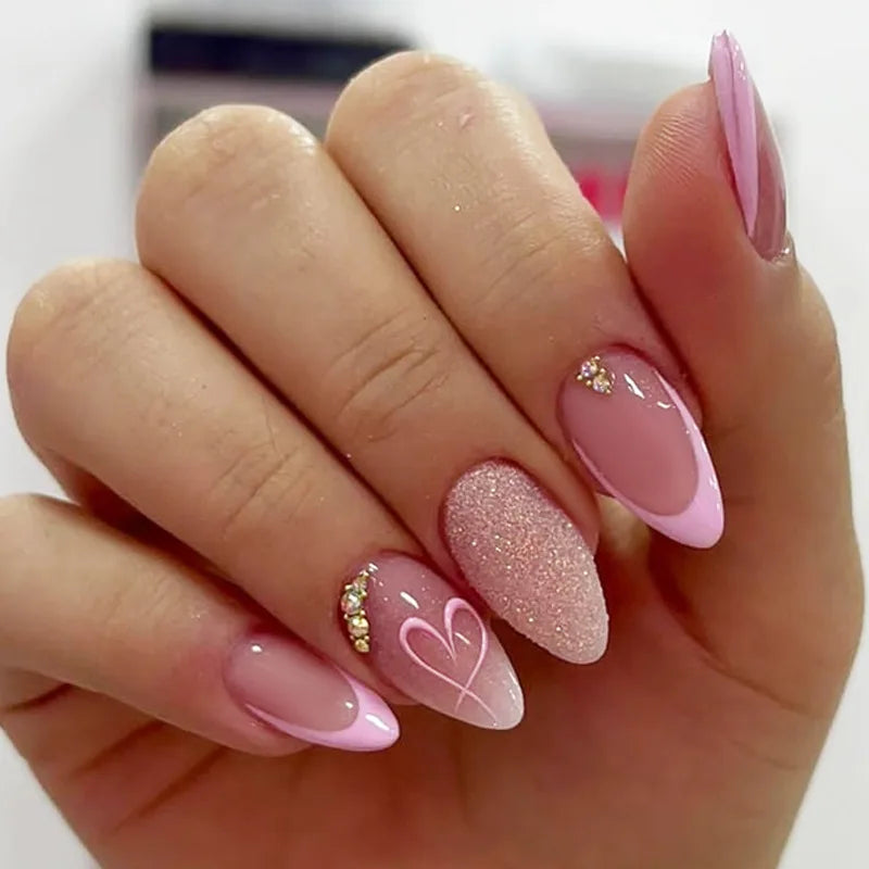 24 Pcs Almond Press On Acrylic Nails