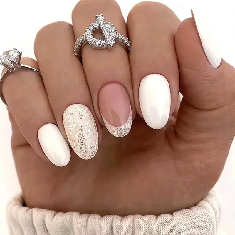 24 Pcs Almond Press On Acrylic Nails