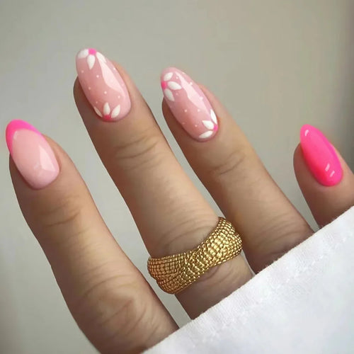 24 Pcs Almond Press On Acrylic Nails