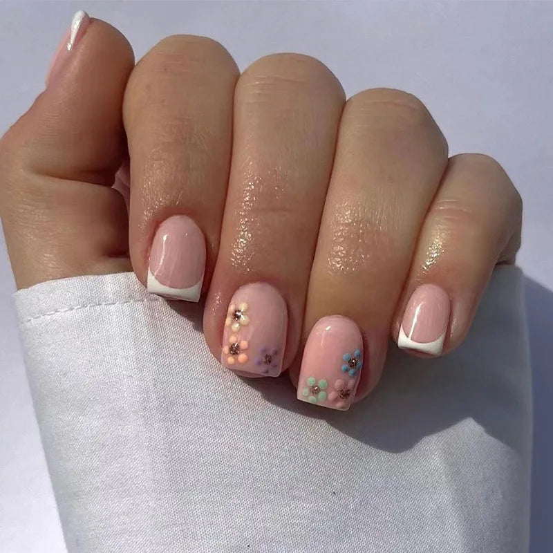 24 Pcs Cute Mini Flower Press On Nails