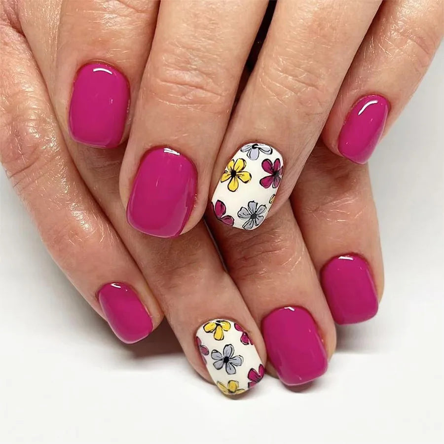 24 Pcs Cute Mini Flower Press On Nails