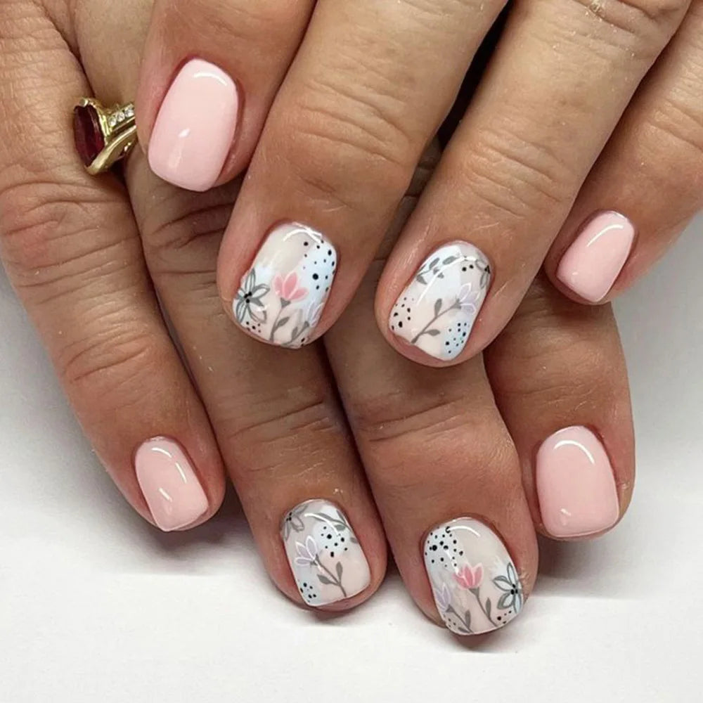 24 Pcs Cute Mini Flower Press On Nails