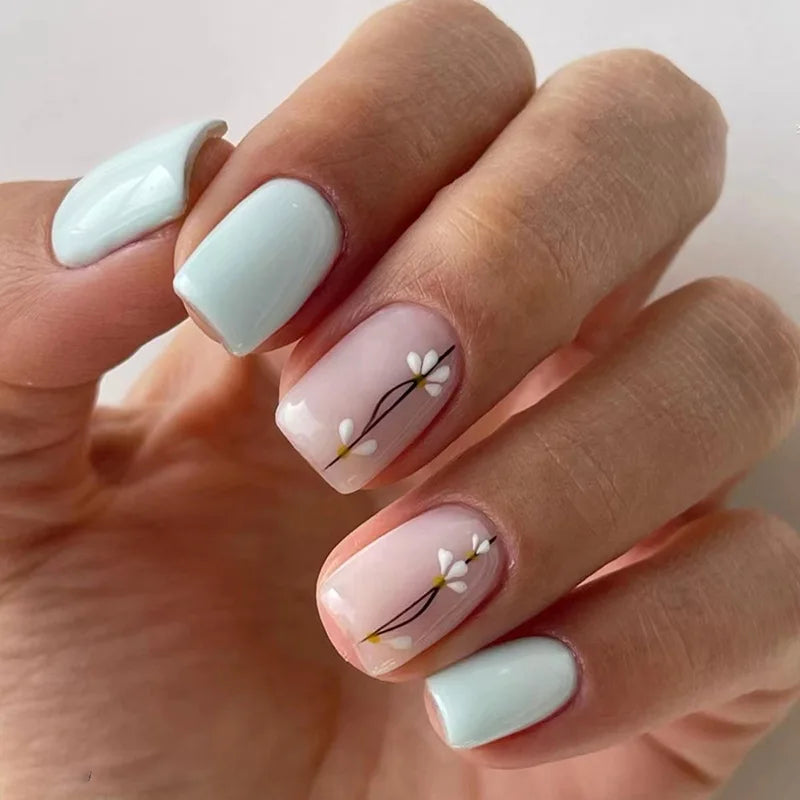 24 Pcs Cute Mini Flower Press On Nails