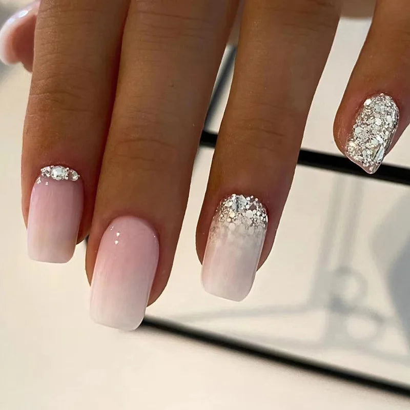 24 Pcs White Press On Nails Sweet Aesthetic