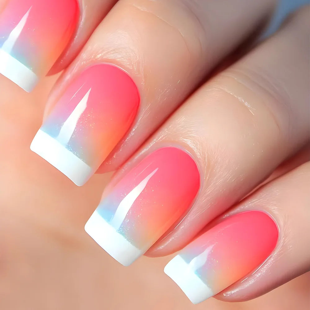 24Pcs Blue Wave Press On Fake Nails Set
