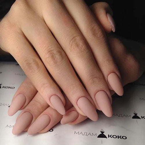 24Pcs White Almond Press On Nails Set