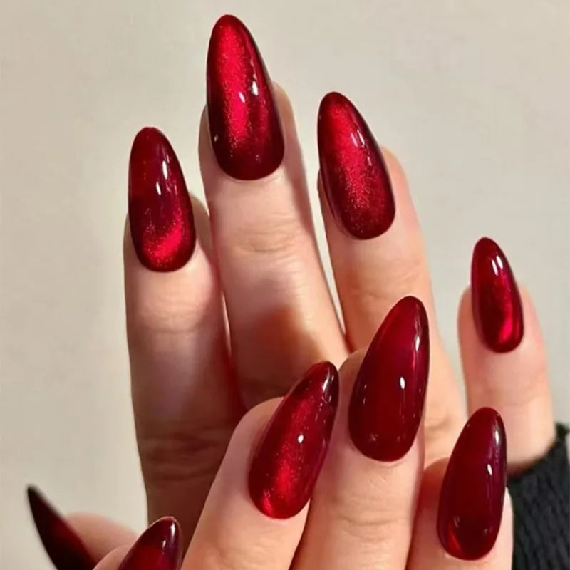 24Pcs White Almond Press On Nails Set