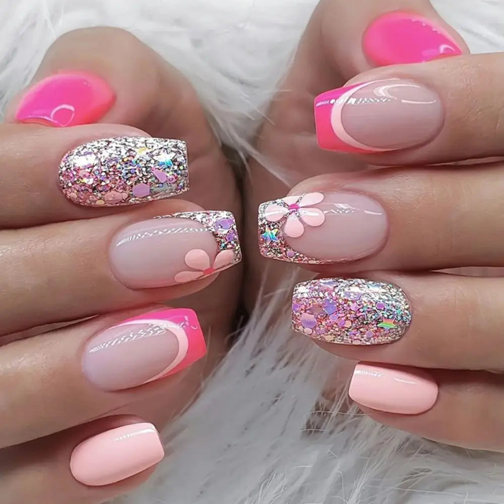 24pcs French Press on Nails Waterproof Set