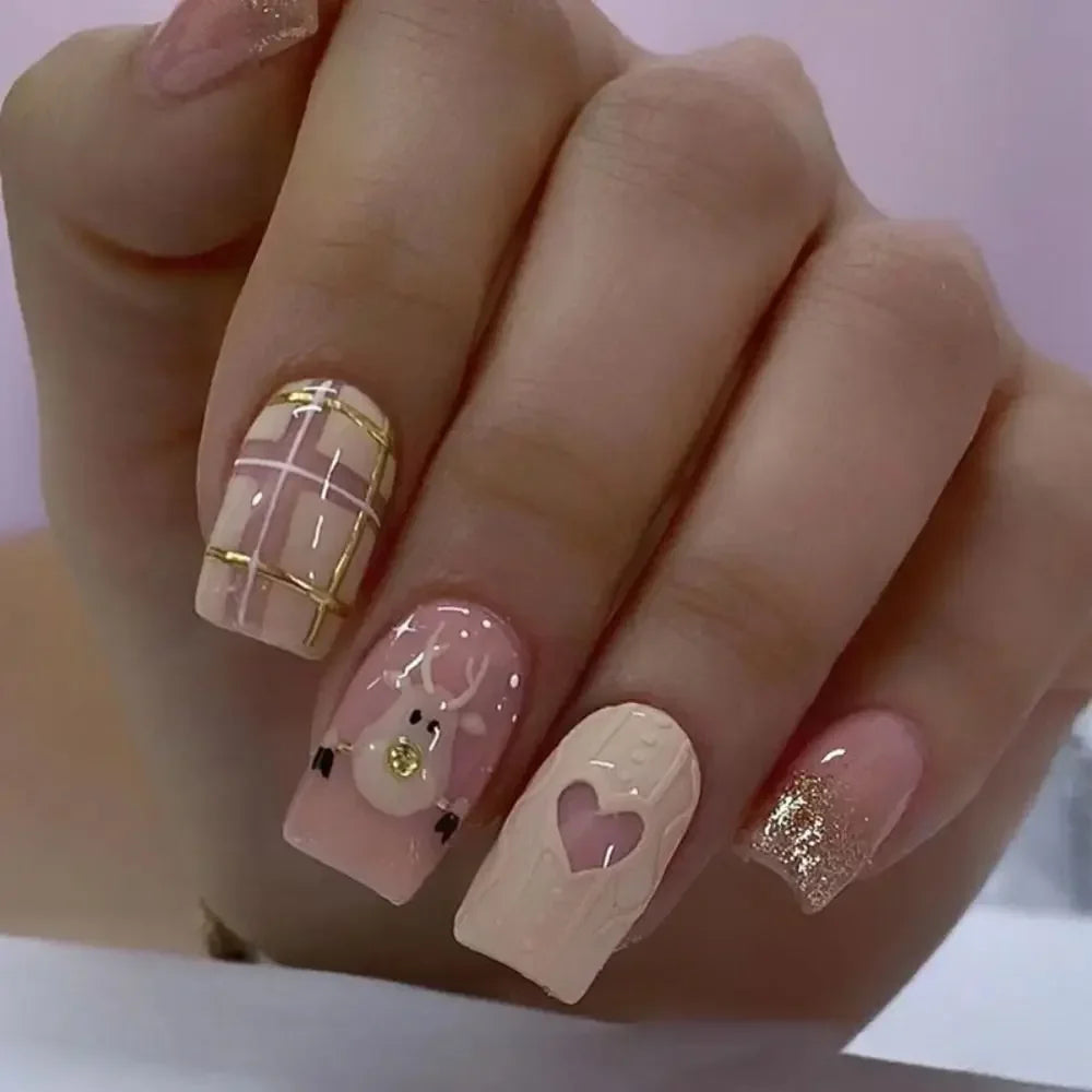 24pcs French Press on Nails Waterproof Set