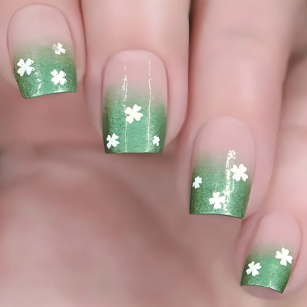 24pcs Spring Summer Flower Butterfly Press On Nails
