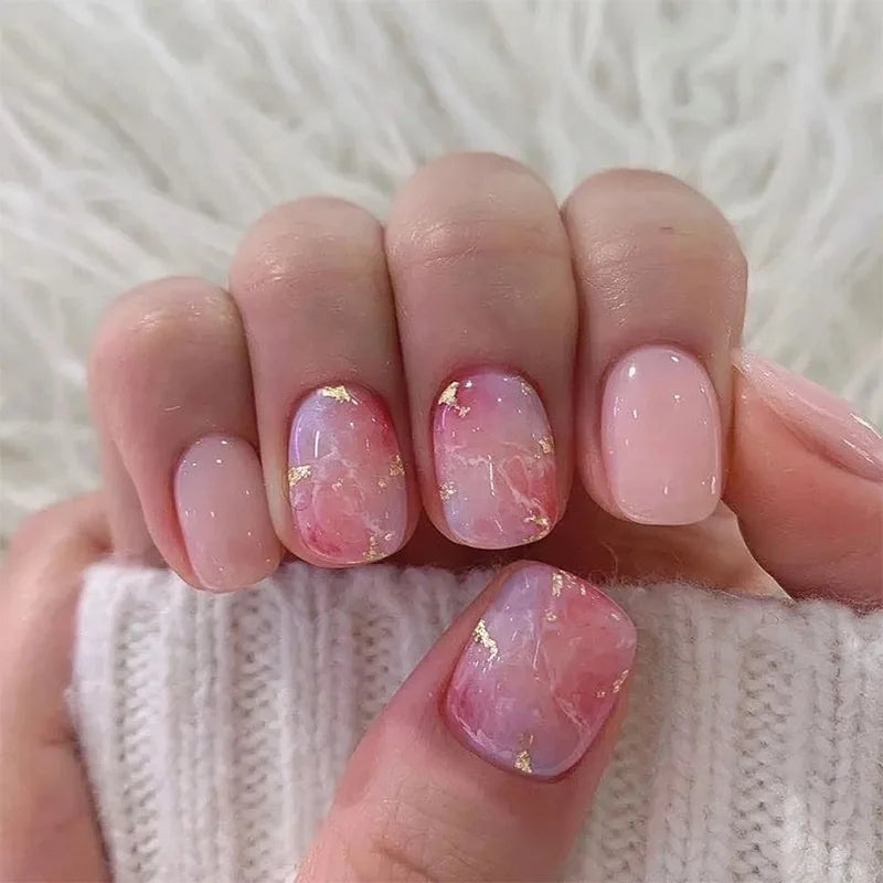24pcs Spring Summer Flower Butterfly Press On Nails
