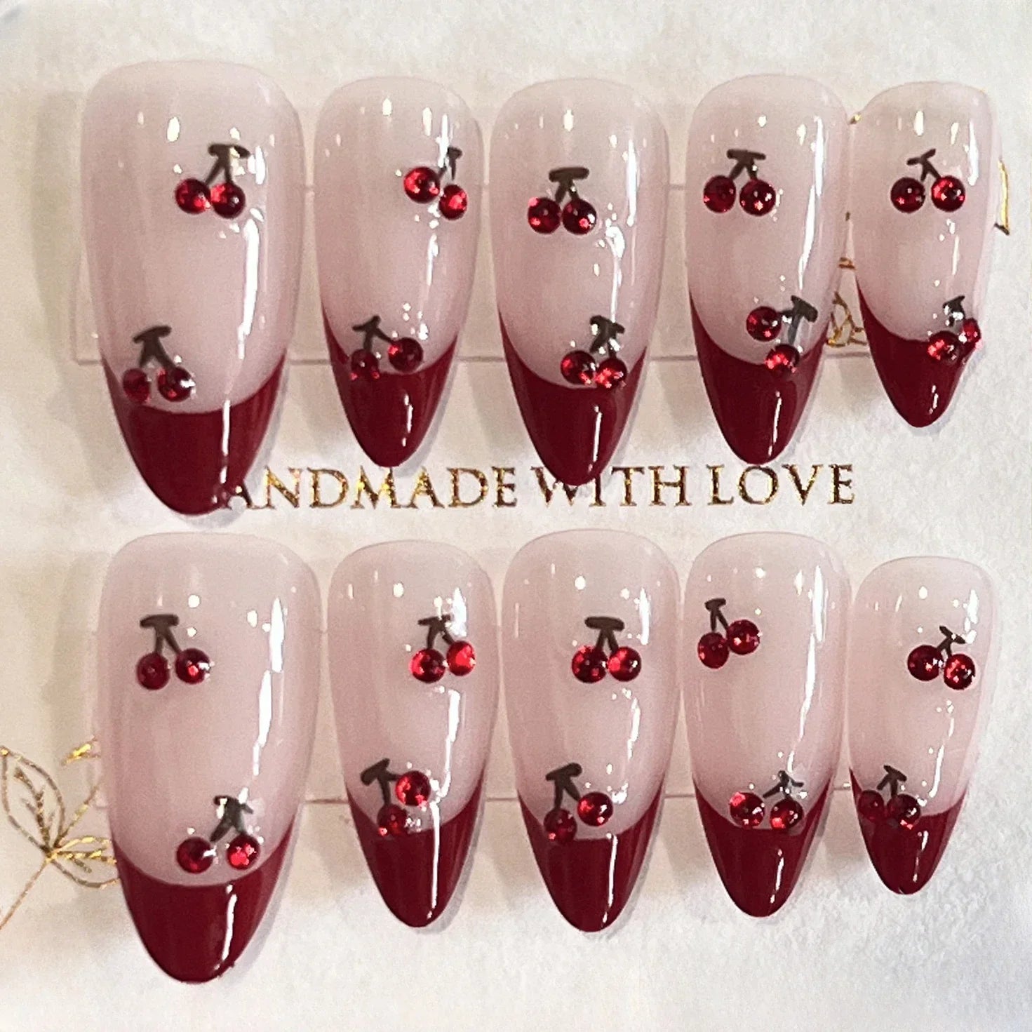Almond Glitter Bowknot Press-On Nails
