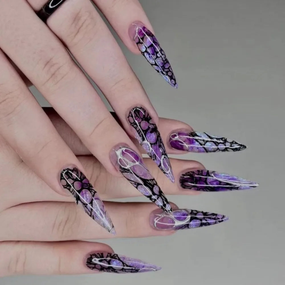 Diamond-Studded Almond Press-On Nails