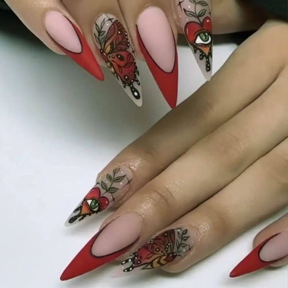 Diamond-Studded Almond Press-On Nails