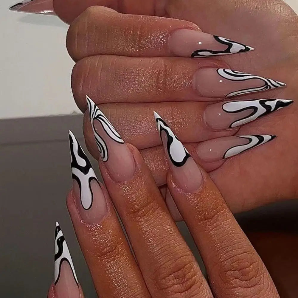 Diamond-Studded Almond Press-On Nails