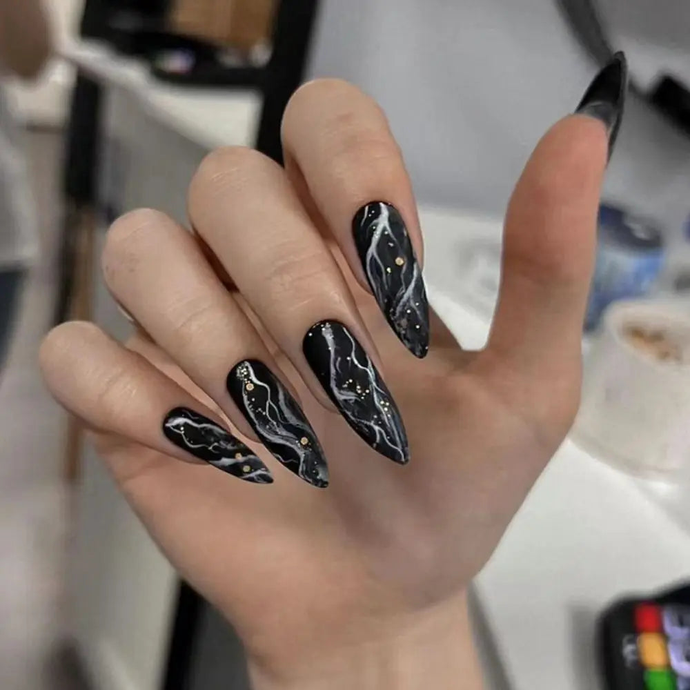 Diamond-Studded Almond Press-On Nails