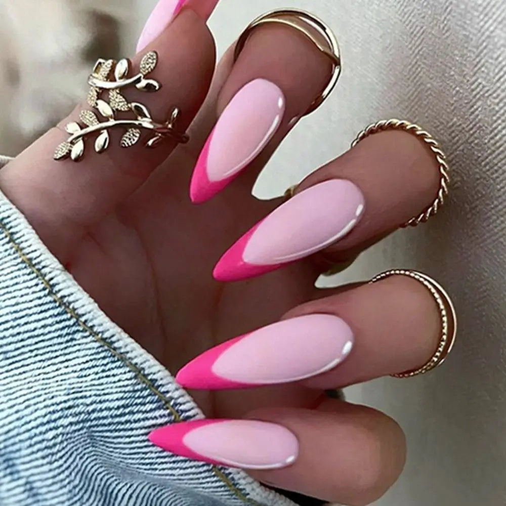 Diamond-Studded Almond Press-On Nails