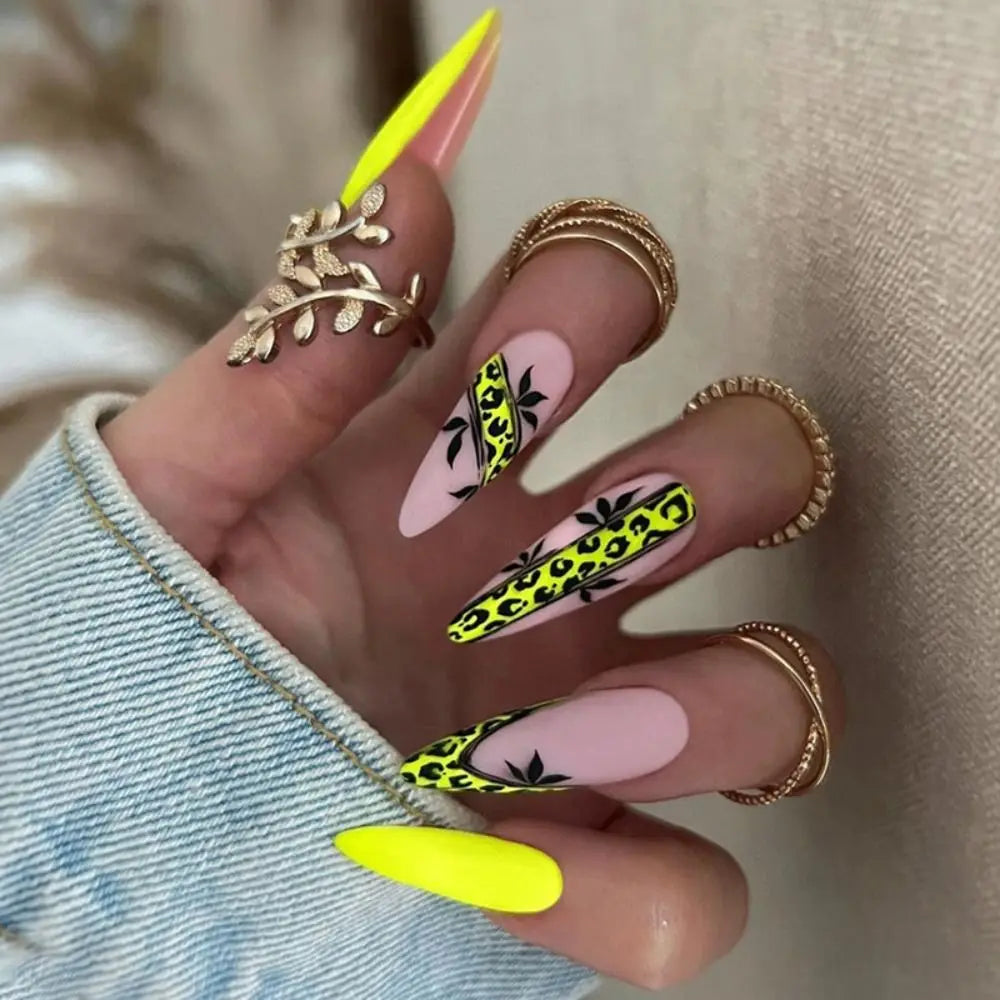Diamond-Studded Almond Press-On Nails
