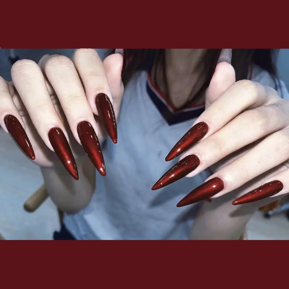 Diamond-Studded Almond Press-On Nails