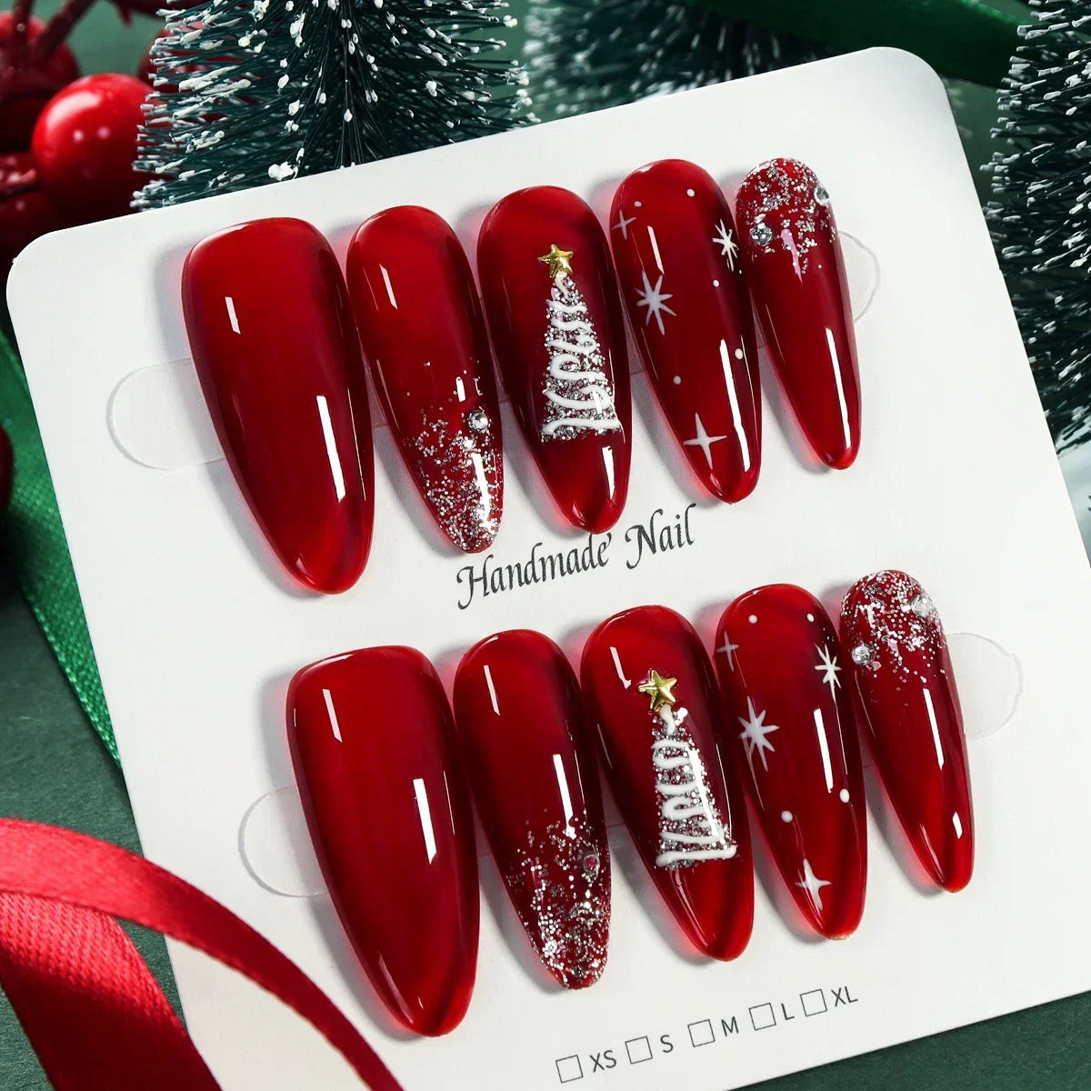 Festive Snowflake Press-On Nails