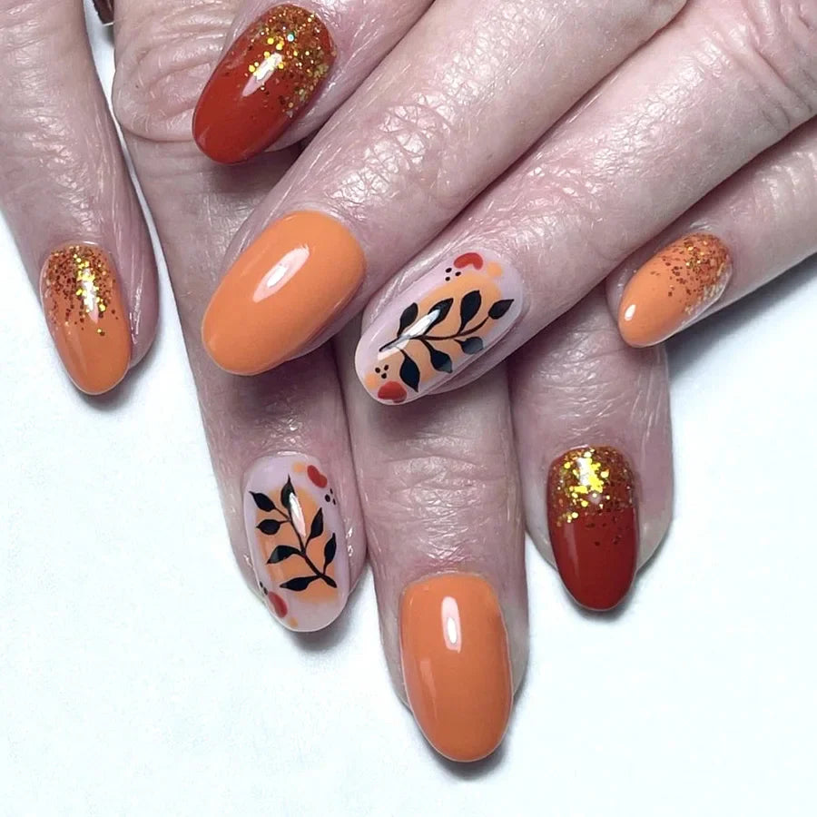 Floral Almond Press-On Nails Set