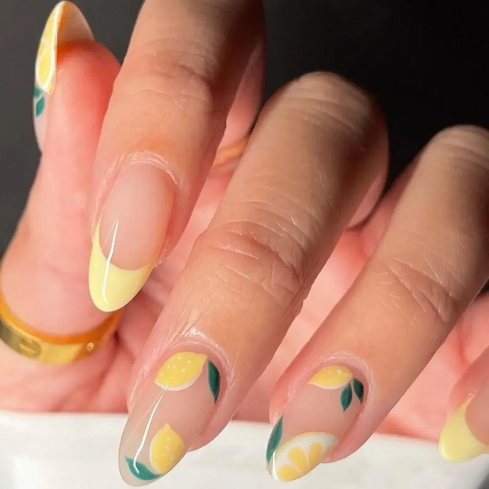 French Lemon Long Almond Press-On Nails