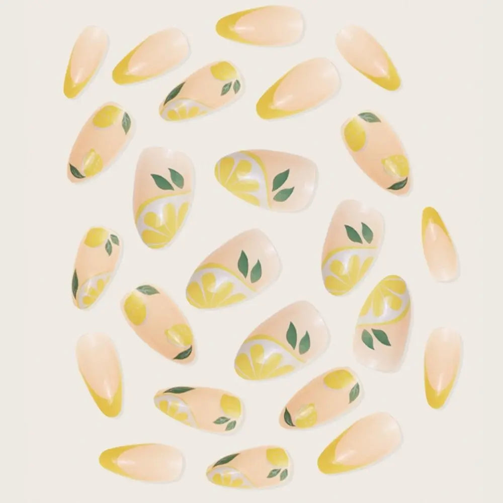 French Lemon Long Almond Press-On Nails
