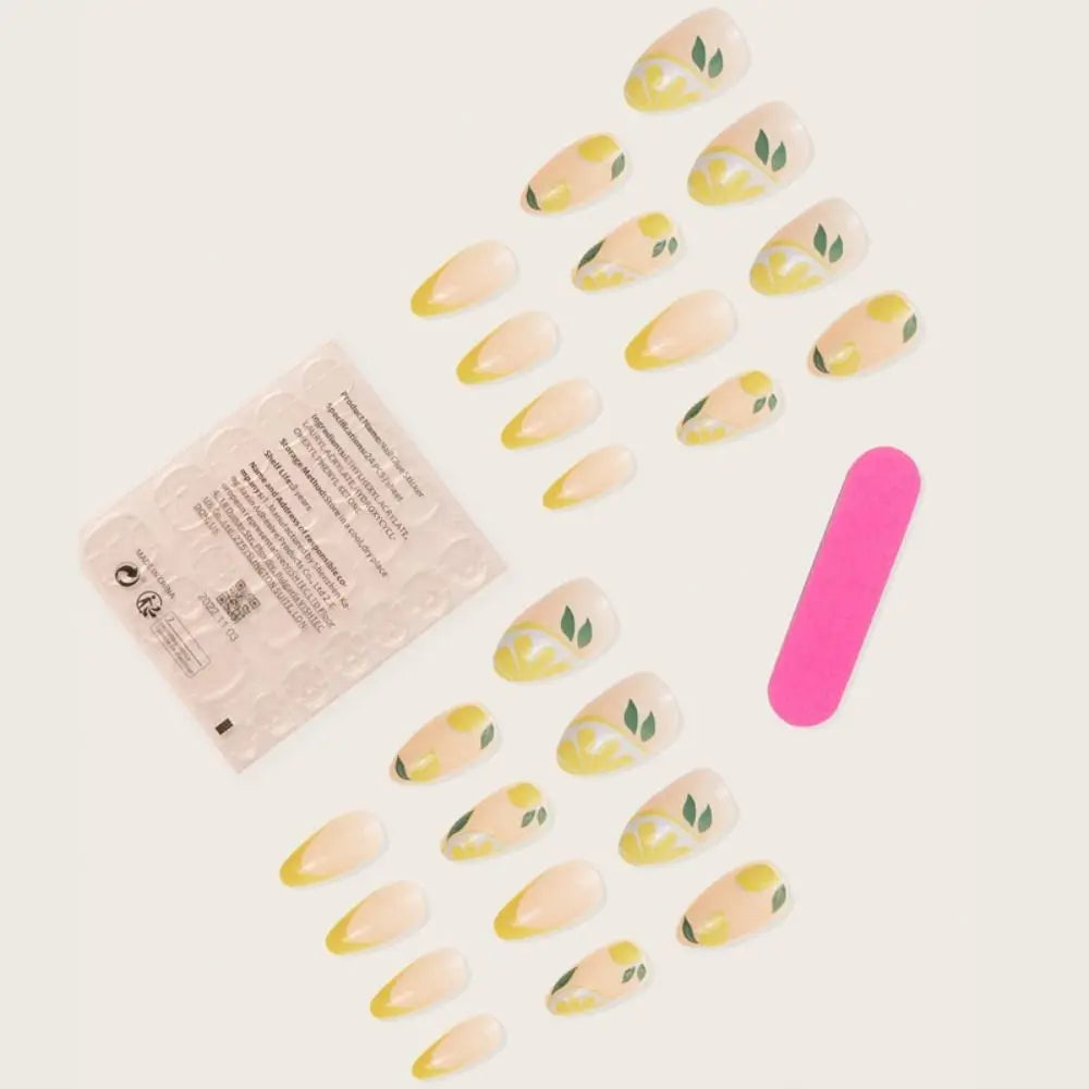 French Lemon Long Almond Press-On Nails