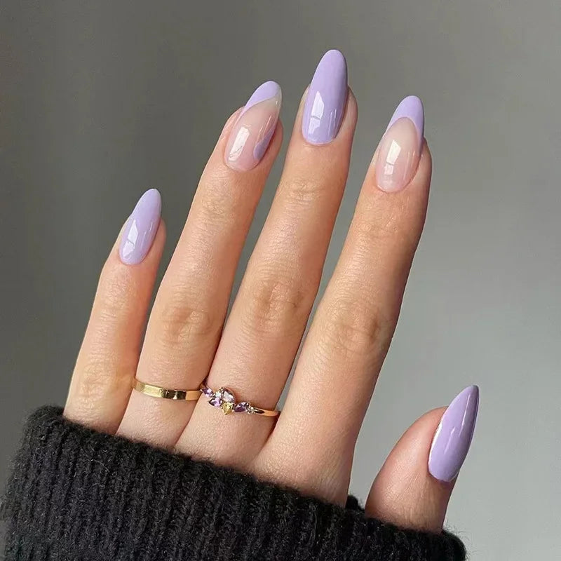 French Rainbow Acrylic Press-On Nails