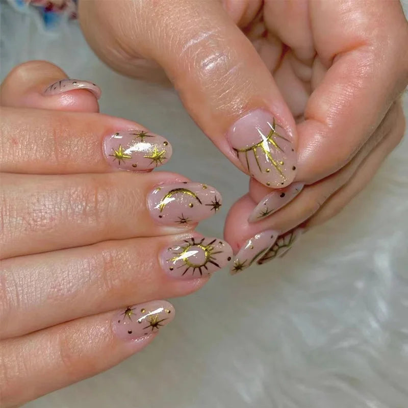 French Rainbow Acrylic Press-On Nails