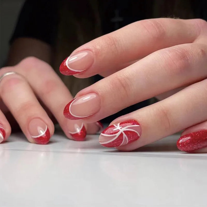 French Rainbow Acrylic Press-On Nails