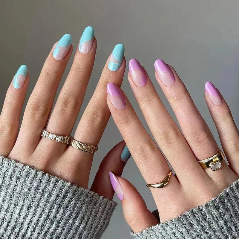French Rainbow Acrylic Press-On Nails