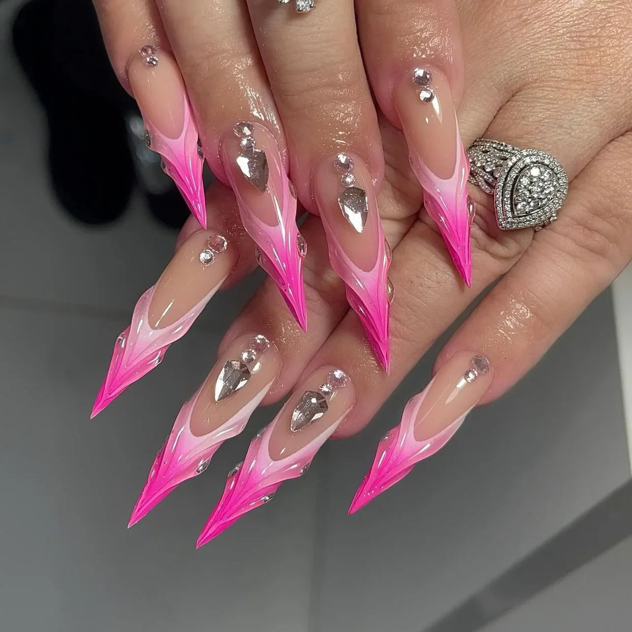 Glamorous Rhinestone Stiletto Press-On Nails