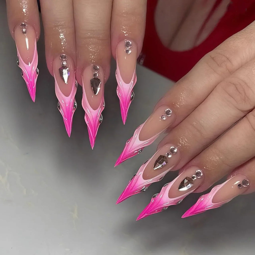 Glamorous Rhinestone Stiletto Press-On Nails