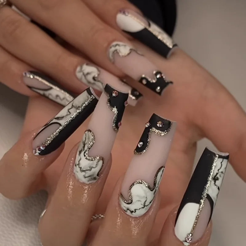 Glamorous Rhinestone-Studded Press-On Nails