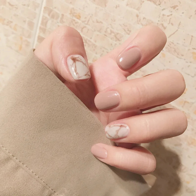 Glossy Press On Nails Set Short Oval Gradient