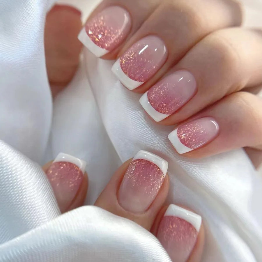 Glossy Press On Nails Set Short Oval Gradient