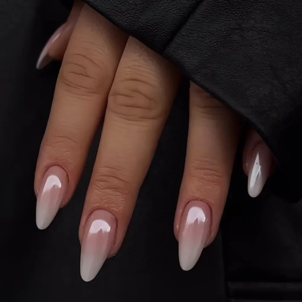 Glossy Press On Nails Set Short Oval Gradient