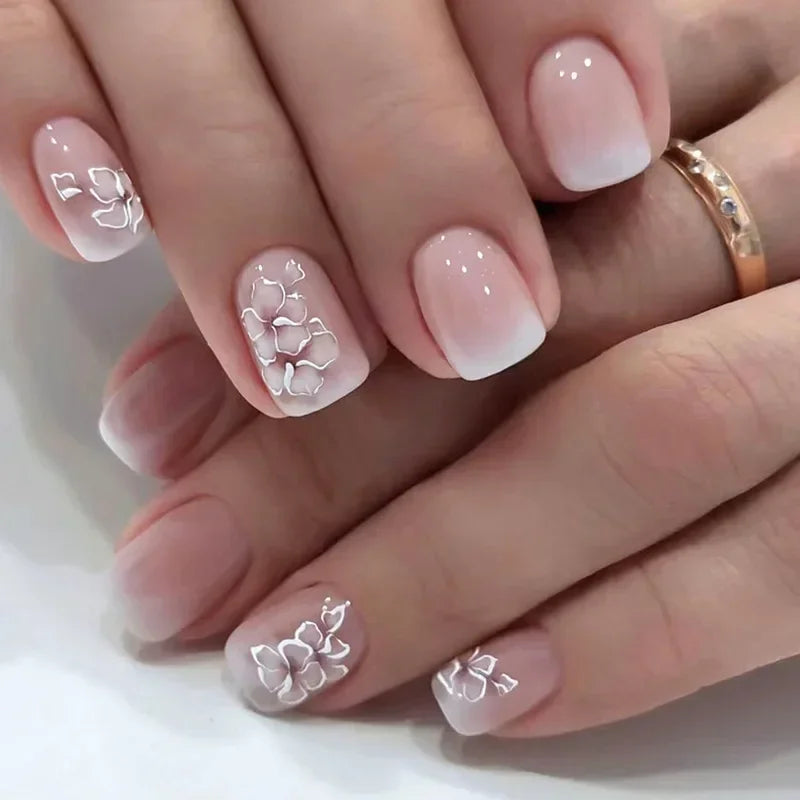 Glossy Press On Nails Set Short Oval Gradient