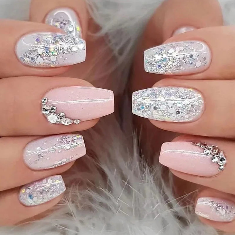 Glossy Press On Nails Set Short Oval Gradient