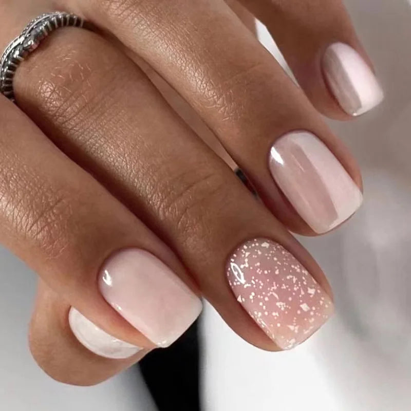 Glossy Press On Nails Set Short Oval Gradient