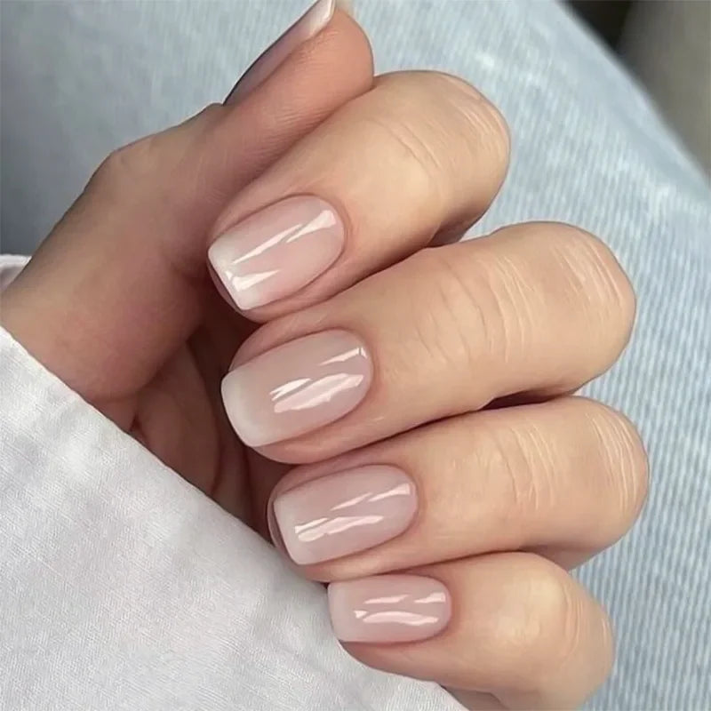 Glossy Press On Nails Set Short Oval Gradient
