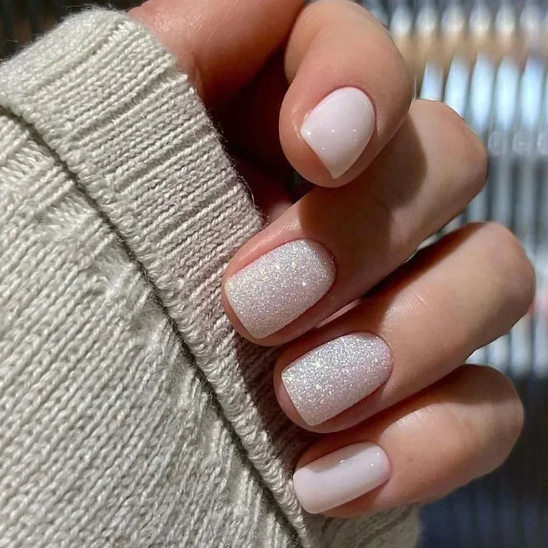 Glossy Press On Nails Set Short Oval Gradient