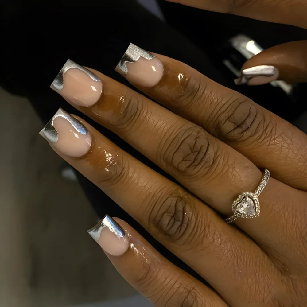 Jade Flower Glitter Press-On Nails