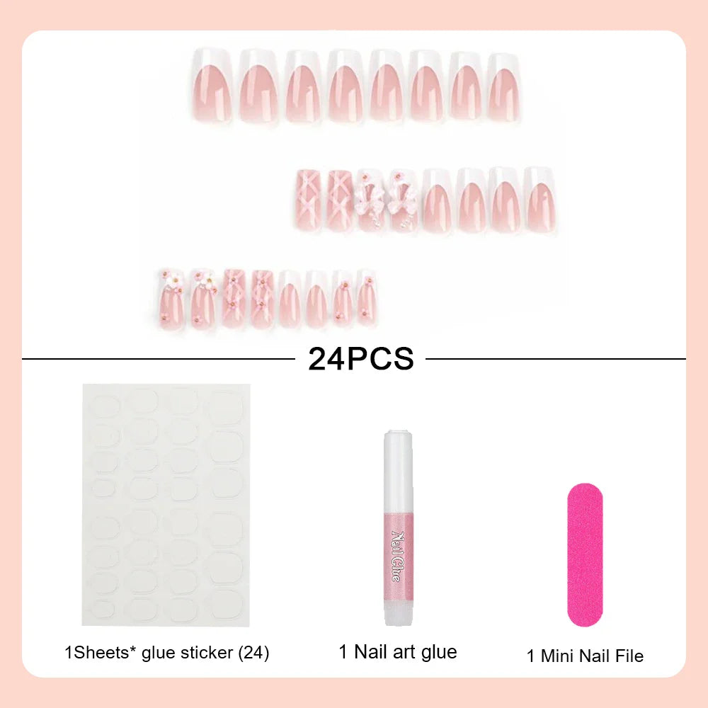 Pink Bow Press on Nails