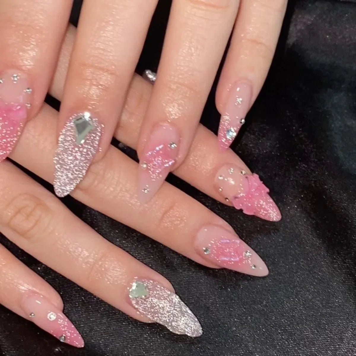 Pink Bow Press on Nails