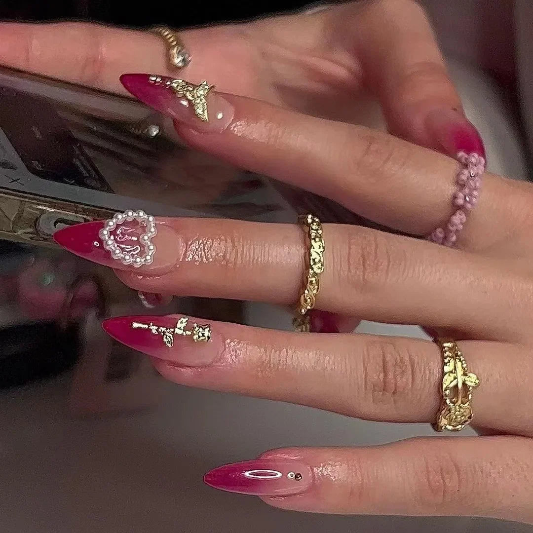 Pink Bow Press on Nails
