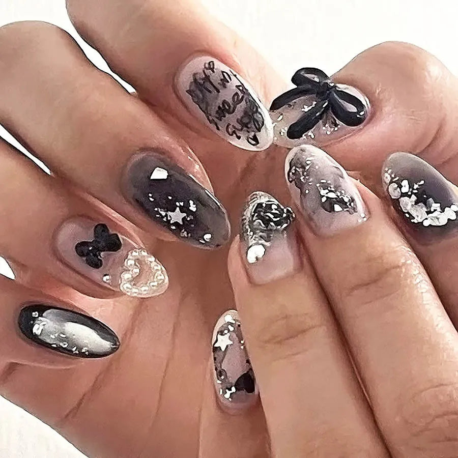 Pink Bow Press on Nails