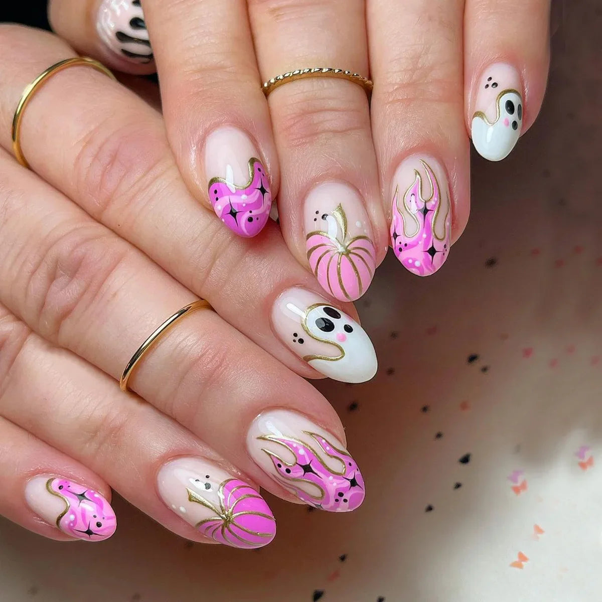 Pumpkin & Ghost Press-On Nails