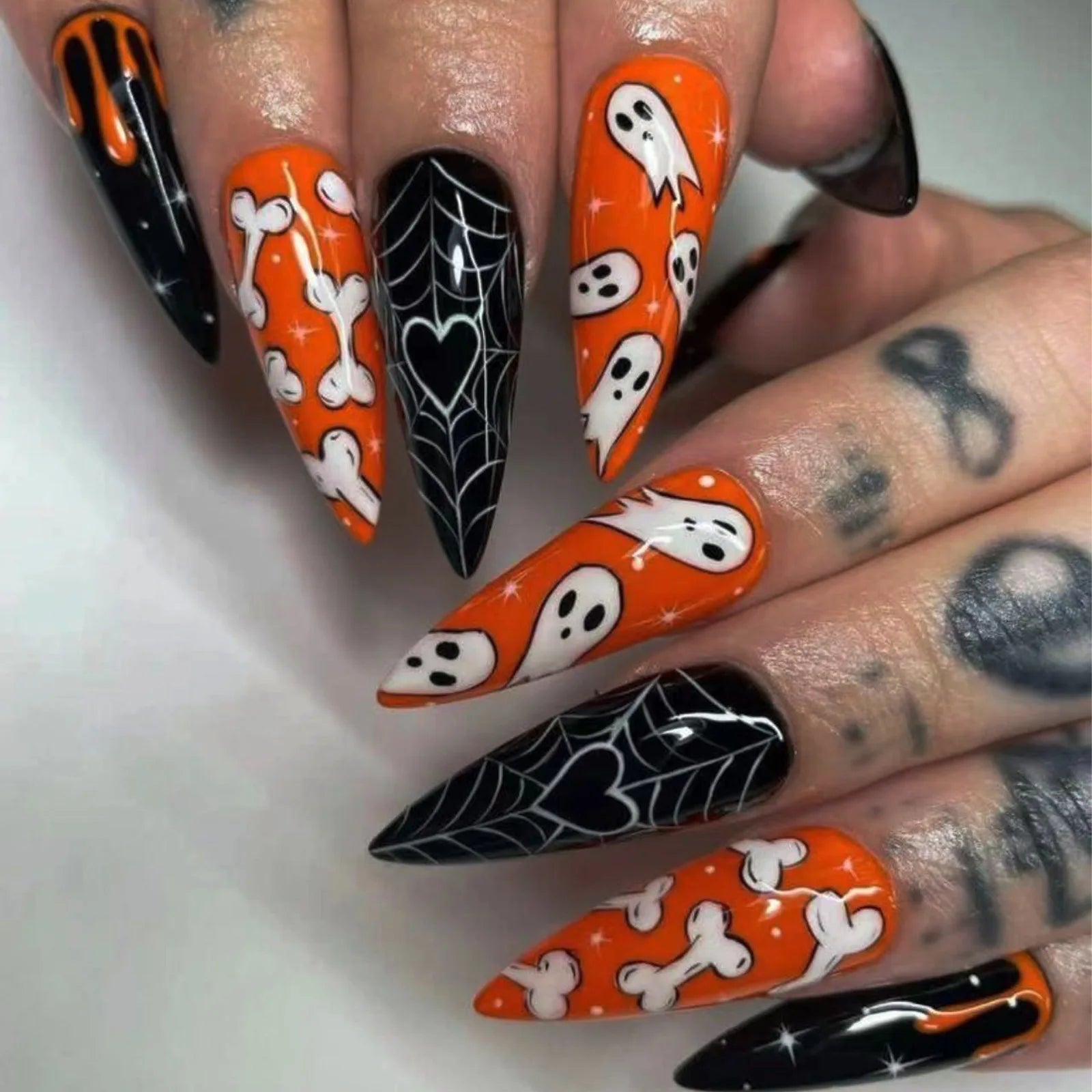 Pumpkin & Ghost Press-On Nails